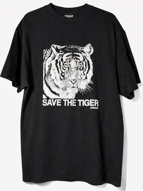Vintage 90s Save The Tigers Animal Rights Tee Single Stitch XL Black
